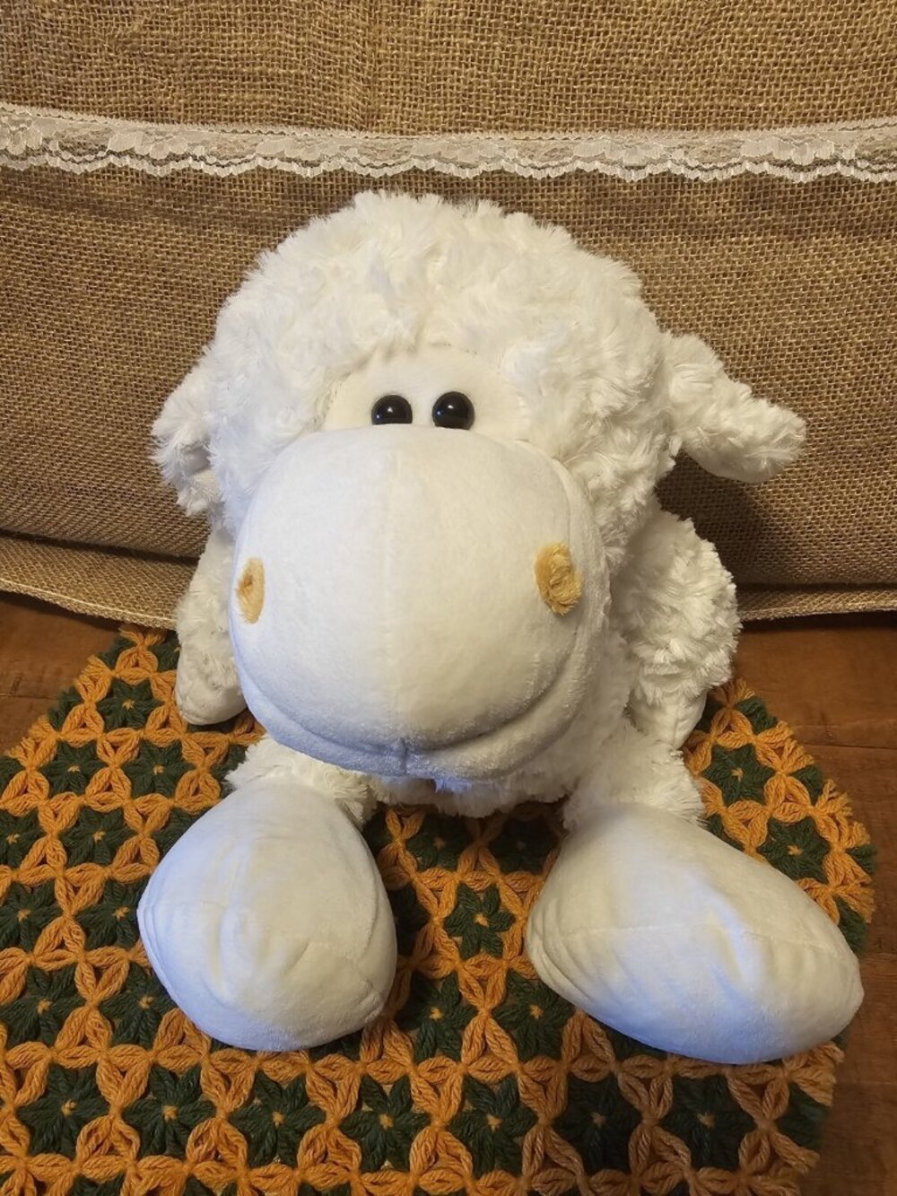 Rare 2018 Checkered Fun White Plush Cow Swirly Fur Belly Button Super Soft